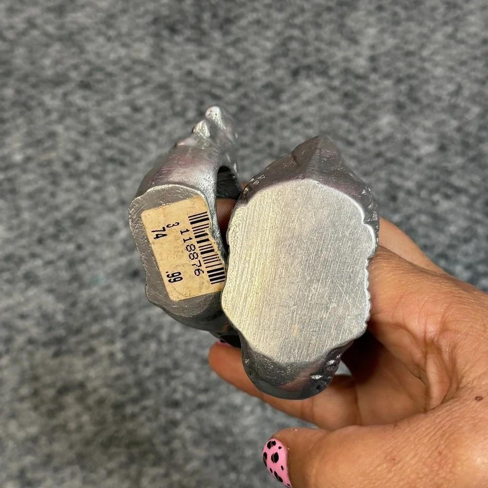 Vintage Pewter Metal Napkin Rings Set Of 2 Duck And Rooster